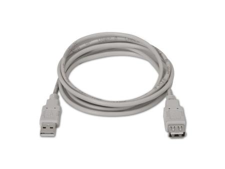 Cable Alargador USB 2.0 Aisens A101-0012/ USB Macho - USB Hembra/ Hasta 2.5W/ 60Mbps/ 1m/ Beige