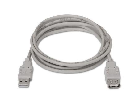 Cable Alargador USB 2.0 Aisens A101-0013/ USB Macho - USB Hembra/ Hasta 2.5W/ 60Mbps/ 1.8m/ Beige