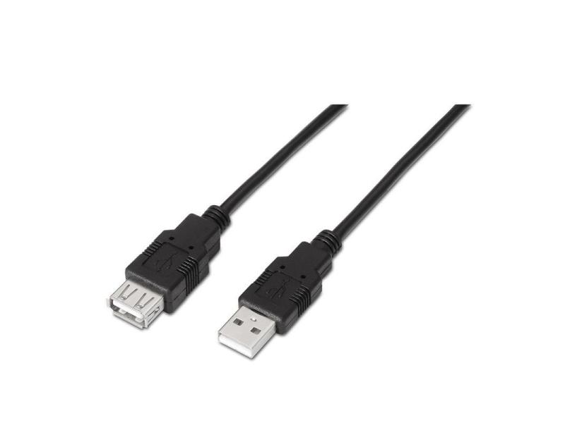 Cable Alargador USB 2.0 Aisens A101-0015/ USB Macho - USB Hembra/ Hasta 2.5W/ 60Mbps/ 1m/ Negro