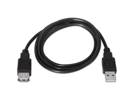 Cable Alargador USB 2.0 Aisens A101-0015/ USB Macho - USB Hembra/ Hasta 2.5W/ 60Mbps/ 1m/ Negro