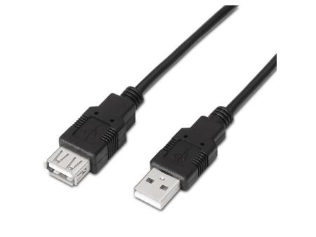 Cable Alargador USB 2.0 Aisens A101-0016/ USB Macho - USB Hembra/ Hasta 2.5W/ 60Mbps/ 1.8m/ Negro