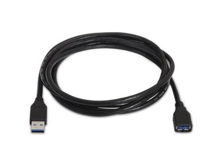 Cable Alargador USB 3.0 Aisens A105-0041/ USB Macho - USB Hembra/ Hasta 9W/ 625Mbps/ 1m/ Negro