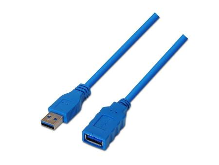 Cable Alargador USB 3.0 Aisens A105-0046/ USB Macho - USB Hembra/ Hasta 9W/ 625Mbps/ 2m/ Azul