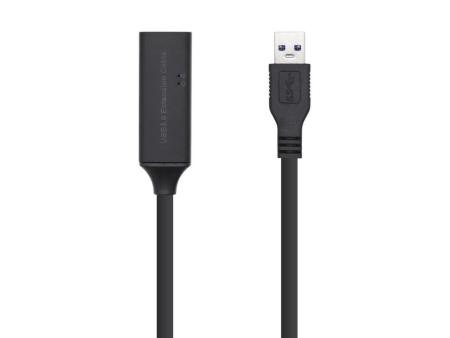 Cable Alargador USB 3.0 con Amplificador Aisens A105-0407/ USB Macho - USB Hembra/ Hasta 9W/ 625Mbps/ 5m/ Negro