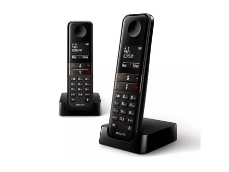 Teléfono Inalámbrico Philips D4702B/34/ Pack DUO/ Negro