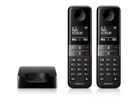 Teléfono Inalámbrico Philips D4702B/34/ Pack DUO/ Negro