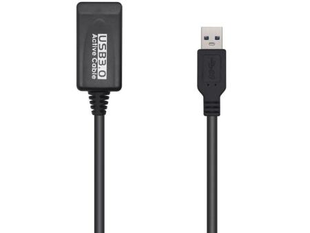 Cable Alargador USB 3.0 con Amplificador Aisens A105-0525/ USB Macho - USB Hembra/ Hasta 9W/ 625Mbps/ 5m/ Negro