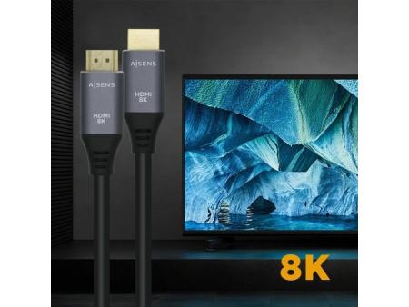 Cable HDMI 2.1 8K Aisens A150-0425/ HDMI Macho - HDMI Macho/ 50cm/ Gris Negro