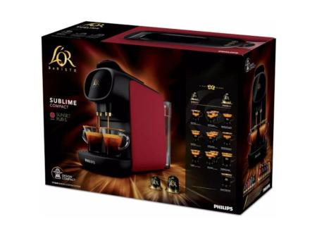 Cafetera de Cápsulas Philips L'Or Barista Sublime LM9012/55/ Compatible cápsulas Nespresso y L'OR/ Negra y Roja/ Incluye 50 Cáps