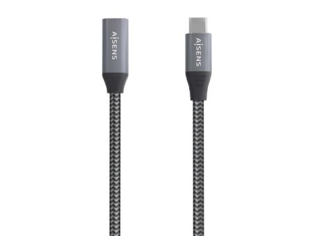 Cable Alargador USB 3.2 Aisens A107-0636/ USB Tipo-C Macho - USB Tipo-C Hembra/ Hasta 100W/ 20Gbps/ 2m/ Gris