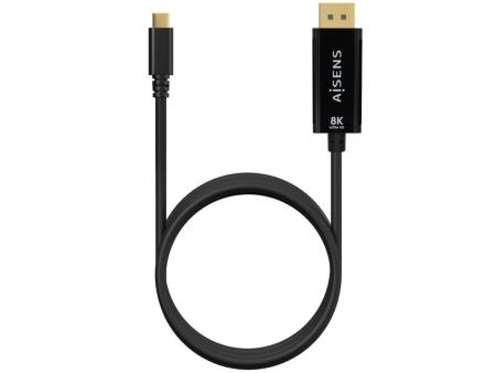 Cable Conversor Aisens A109-0688/ USB Tipo-C Macho - DisplayPort Macho/ Hasta 27W/ 1250Mbps/ 80cm/ Negro