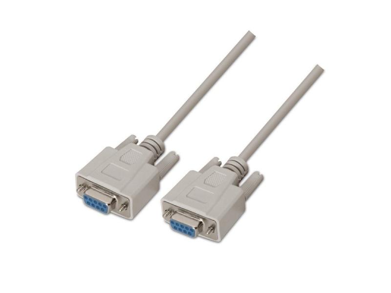 Cable Serie NULL Modem Aisens A112-0067/ DB9 Hembra - DB9 Hembra/ Hasta 0.15W/ 1.6Mbps/ 1.8m/ Beige