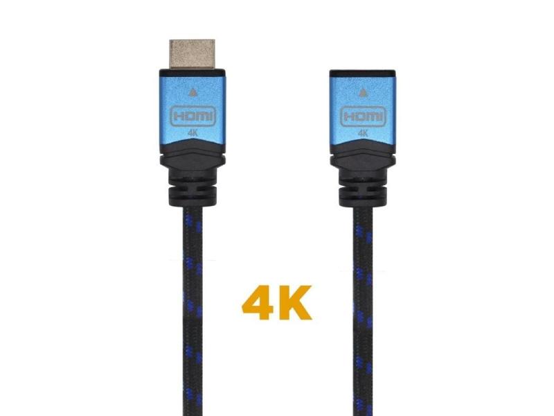 Cable Alargador HDMI Aisens A120-0454/ HDMI Macho - HDMI Hembra/ 3m/ Negro/ Azul