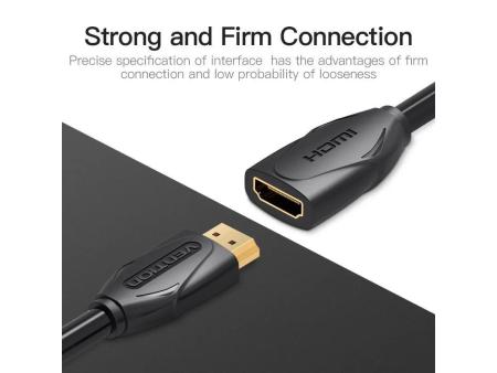 Cable Alargador HDMI Vention VAA-B06-B100/ HDMI Macho - HDMI Hembra/ 1m/ Negro