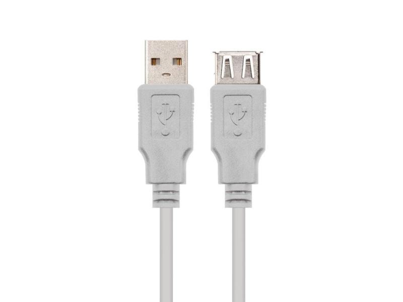 Cable Alargador USB 2.0 Nanocable 10.01.0202/ USB Macho - USB Hembra/ 1m/ Beige