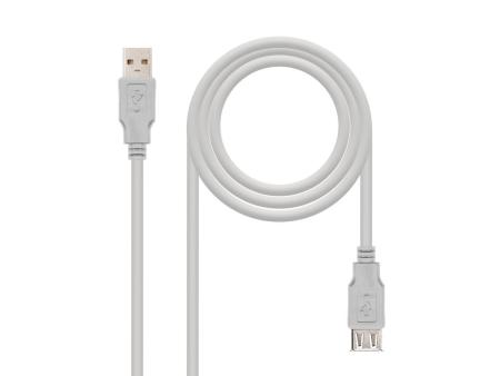 Cable Alargador USB 2.0 Nanocable 10.01.0202/ USB Macho - USB Hembra/ 1m/ Beige