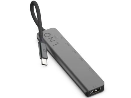 Docking USB Tipo-C Linq LQ48016/ 1xUSB Tipo-C/ 2xUSB/ 1xHDMI 4K/ 1xLector de Tarjeta SD y Micro/ 1xUSB Tipo-C PD/ Gris