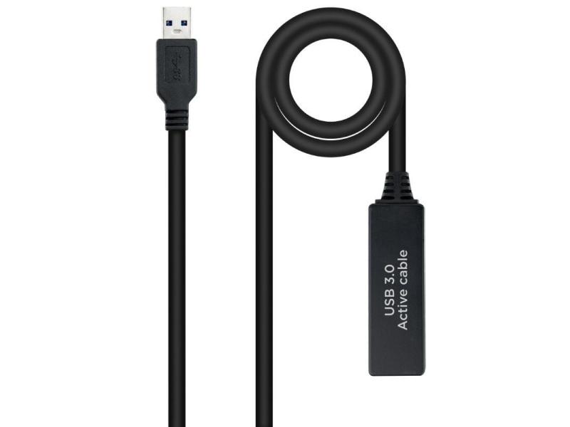 Cable Alargador Amplificador USB 3.0 Nanocable 10.01.0312/ USB Macho - USB Hembra/ 10m/ Negro