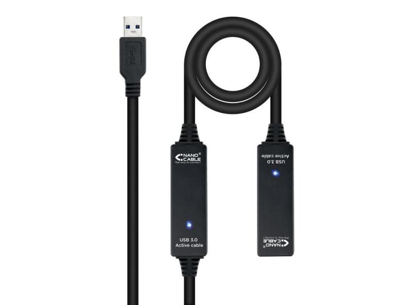 Cable Alargador USB 3.0 Nanocable 10.01.0313/ USB Macho - USB Hembra/ 15m/ Negro