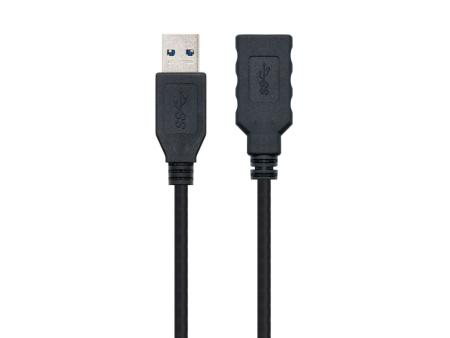 Cable Alargador USB 3.0 Nanocable 10.01.0901-BK/ USB Macho - USB Hembra/ 1m/ Negro