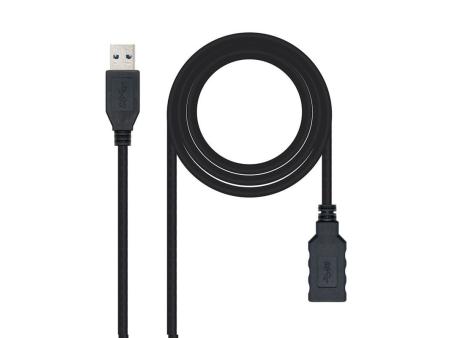 Cable Alargador USB 3.0 Nanocable 10.01.0902-BK/ USB Macho - USB Hembra/ 2m/ Negro