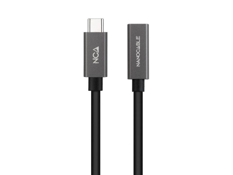 Cable Alargador USB 3.2 Nanocable 10.01.4401/ USB Tipo-C Macho - USB Tipo-C Hembra/ 1m/ Negro