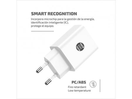 Cargador de Pared Tech One Tech TEC2403/ 2xUSB + Cable USB Tipo-C/ 2.4A/ Blanco