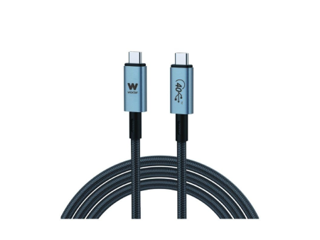 Cable USB 3.1 Tipo-C Woxter PE26-183/ USB Tipo-C Macho - USB Tipo-C Macho/ Hasta 240W/ 40Gbps/ 2m/ Negro