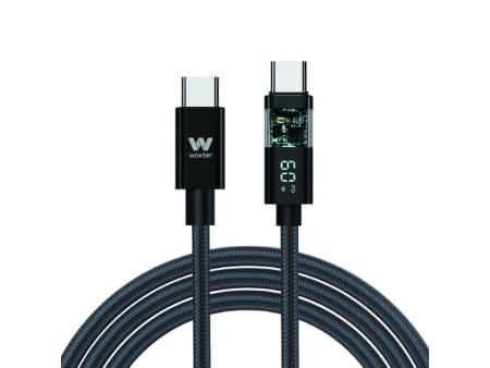 Cable USB 2.0 Tipo-C Woxter PE26-185/ USB Tipo-C Macho - USB Tipo-C Macho/ Hasta 60W/ 480Mbps/ 2m/ Negro