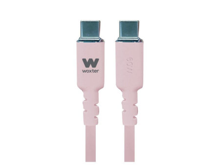 Cable USB 2.0 Tipo-C Woxter PE26-187/ USB Tipo-C Macho - USB Tipo-C Macho/ Hasta 60W/ 480Mbps/ 1.2m/ Rosa