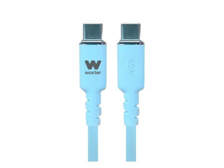 Cable USB 2.0 Tipo-C Woxter PE26-188/ USB Tipo-C Macho - USB Tipo-C Macho/ Hasta 60W/ 480Mbps/ 1.2m/ Azul