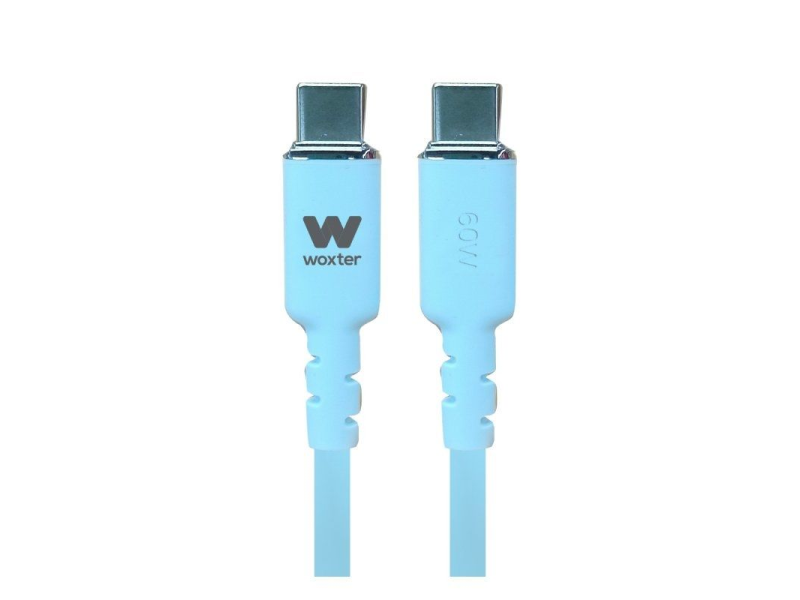 Cable USB 2.0 Tipo-C Woxter PE26-188/ USB Tipo-C Macho - USB Tipo-C Macho/ Hasta 60W/ 480Mbps/ 1.2m/ Azul