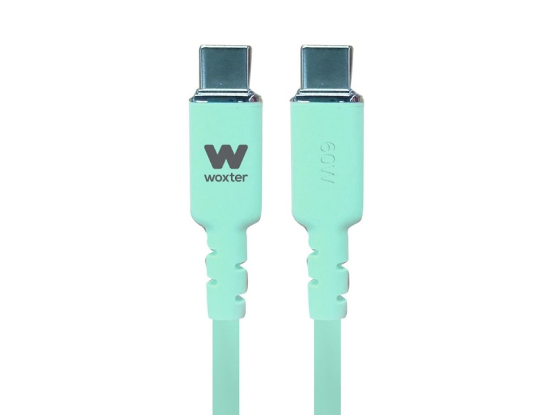 Cable USB 2.0 Tipo-C Woxter PE26-189/ USB Tipo-C Macho - USB Tipo-C Macho/ Hasta 60W/ 480Mbps/ 1.2m/ Verde