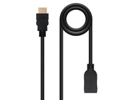 Cable Alargador HDMI Nanocable 10.15.1012/ HDMI Macho - HDMI Hembra/ 2m/ Negro