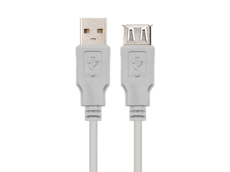 Cable Alargador USB 2.0 Nanocable 10.01.203/ USB Macho - USB Hembra/ 1.8m/ Beige