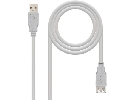 Cable Alargador USB 2.0 Nanocable 10.01.0204/ USB Macho - USB Hembra/ 3m/ Beige