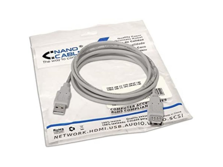 Cable Alargador USB 2.0 Nanocable 10.01.0204/ USB Macho - USB Hembra/ 3m/ Beige