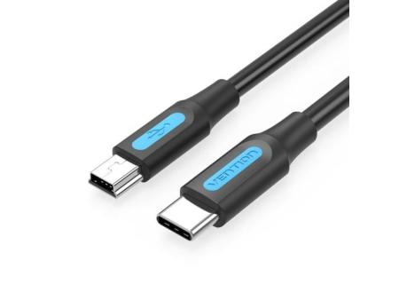 Cable USB 2.0 Tipo-C Vention COWBF/ USB Tipo-C Macho - MiniUSB Macho/ Hasta 10W/ 480Mbps/ 1m/ Negro