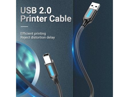 Cable USB 2.0 Impresora Vention COQBG/ USB Tipo-B Macho - USB Macho/ 480Mbps/ 1.5m/ Negro