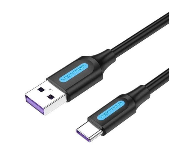 Cable USB 2.0 Tipo-C Vention CORBC/ USB Macho - USB Tipo-C Macho/ Hasta 100W/ 480Mbps/ 25cm/ Negro