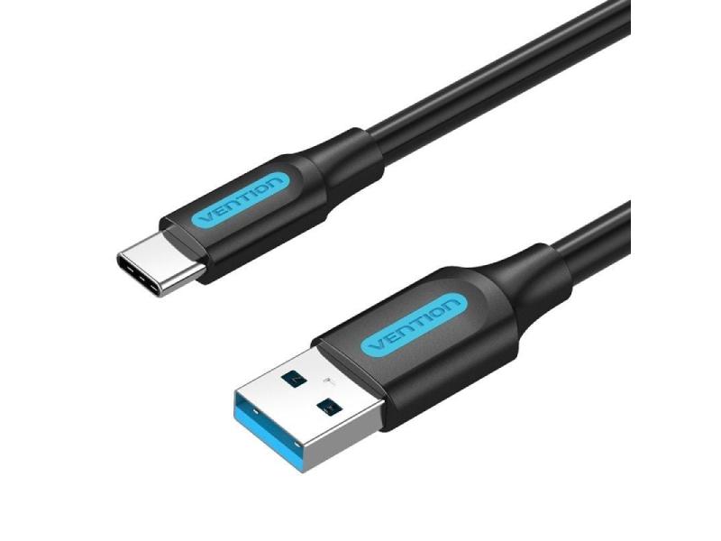 Cable USB 3.0 Tipo-C Vention COZBC/ USB Macho - USB Tipo-C Macho/ Hasta 60W/ 5Gbps/ 25cm/ Negro