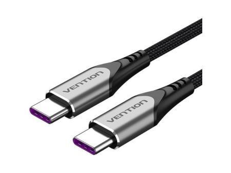 Cable USB 2.0 Tipo-C 5A 100W Vention TAEHF/ USB Tipo-C Macho - USB Tipo-C Macho/ Hasta 100W/ 480Mbps/ 1m/ Gris