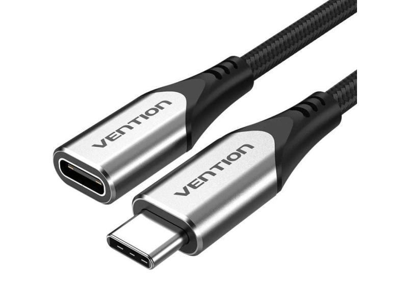 Cable Alargador USB 3.1 Tipo-C Vention TABHF/ USB Tipo-C Macho - USB Tipo-C Hembra/ Hasta 60W/ 5Gbps/ 1m/ Gris