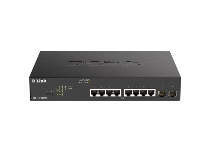 Switch D-Link DGS-1100-10MPV2 10 Puertos/ RJ-45 Gigabit 10/100/1000 PoE/ SFP