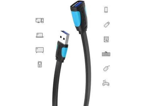 Cable Alargador USB 3.0 Vention VAS-A13-B200/ USB Macho - USB Hembra/ 5Gbps/ 2m/ Negro y Azul