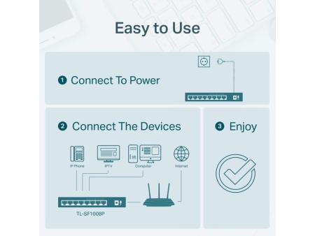 Switch TP-Link SF1008P 8 Puertos/ RJ-45 10/100 PoE