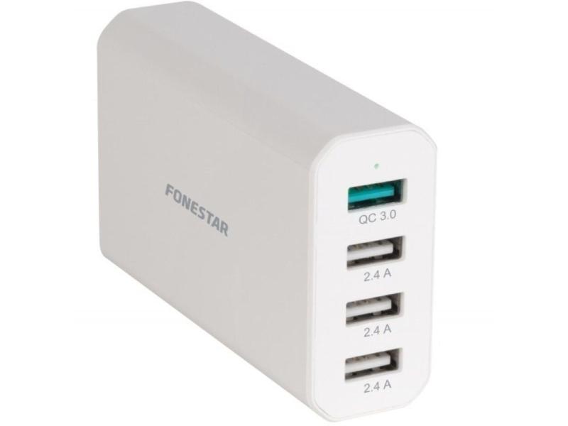 Cargador de Pared Fonestar USBPOWER-4D/ 4xUSB/ 40W/ Blanco