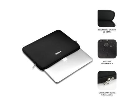 Funda Subblim Business Laptop Sleeve Neoprene V2 para Portátiles hasta 15.6'/ Negra