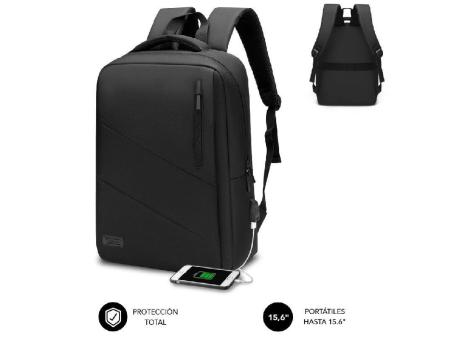 Mochila Subblim City Backpack para Portátiles hasta 15.6'/ Puerto USB/ Negra