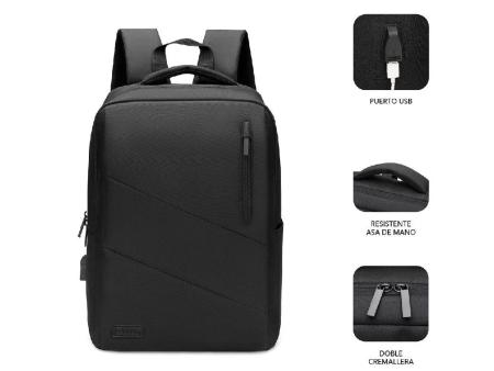 Mochila Subblim City Backpack para Portátiles hasta 15.6'/ Puerto USB/ Negra